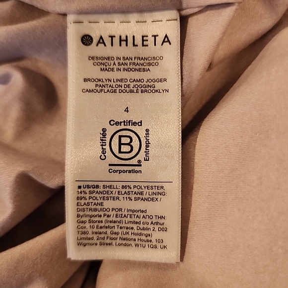 Athleta, NWT, Brooklyn Lined Camo Lux Joggers, Shasta Purple, Size 4 - Picture 13 of 16